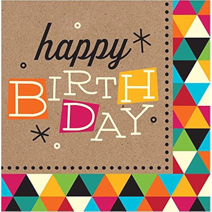 BIRTHDAY KRAFT LUNCHEON HAPPY NAPKINS 16 PIECES